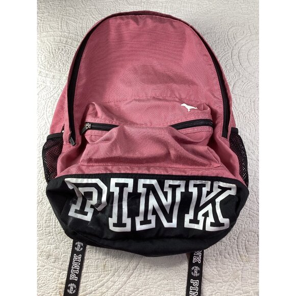 Pink By Victorias Secret Backpack With Logo Straps & Large Front Pocket *VGC - Picture 1 of 7